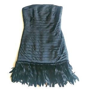 • WHBM • Strapless satin fringe flapper dress size 4